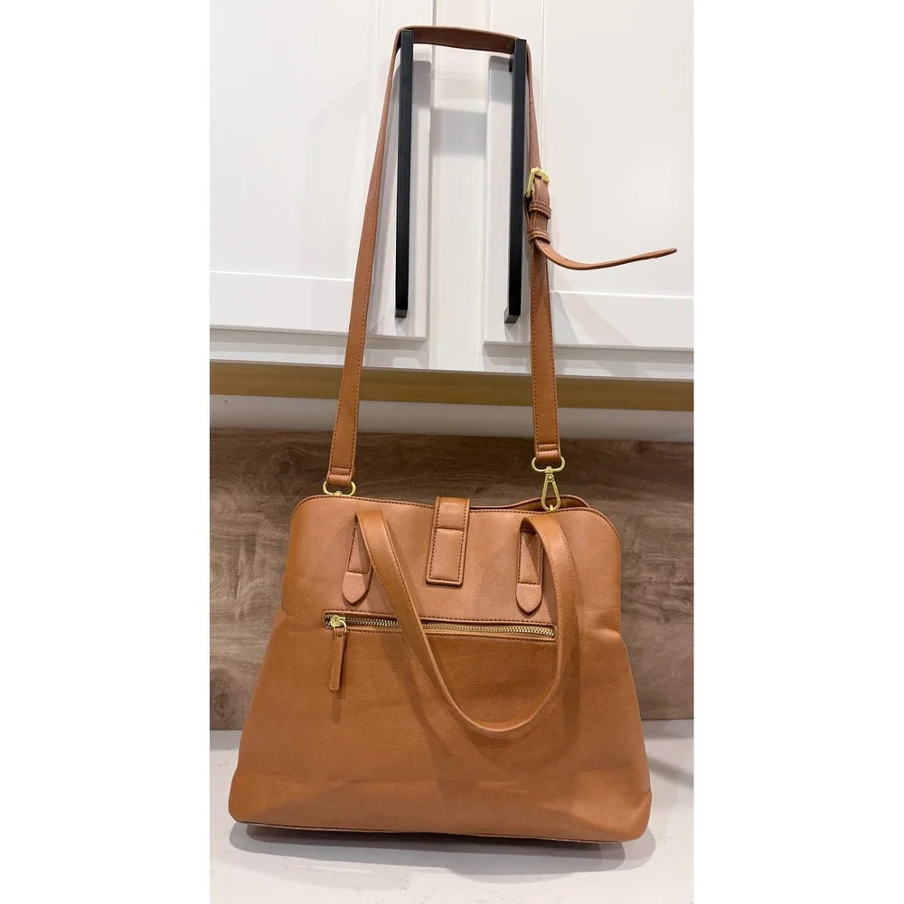 Fawn Design Original Diaper Bag Satchel Camel Vegan Leather Tote